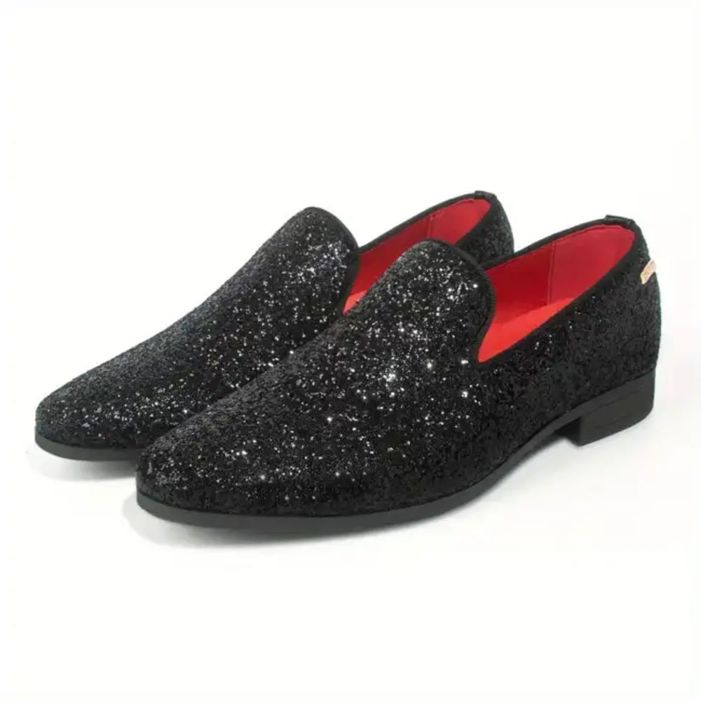 Mens Sequins Glitter Pointy Toe Shoes US size 9.5